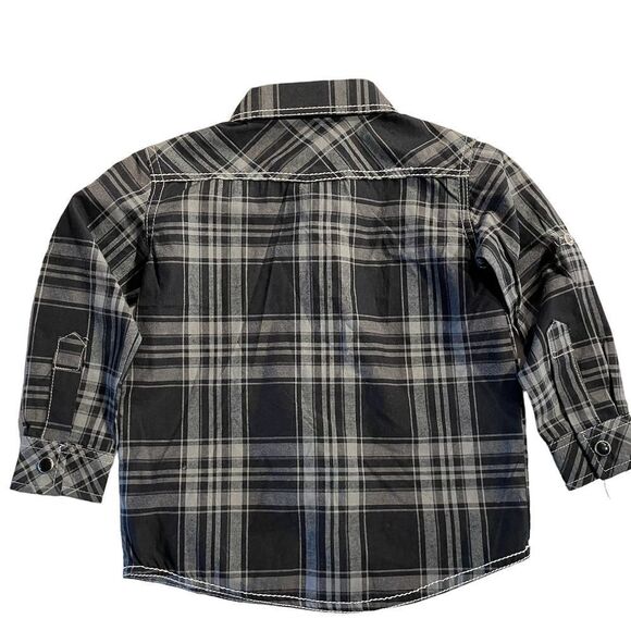 Nwt Sovereign Code Charcoal Plaid Western Snap Shirt 18mo - Picture 2 of 6